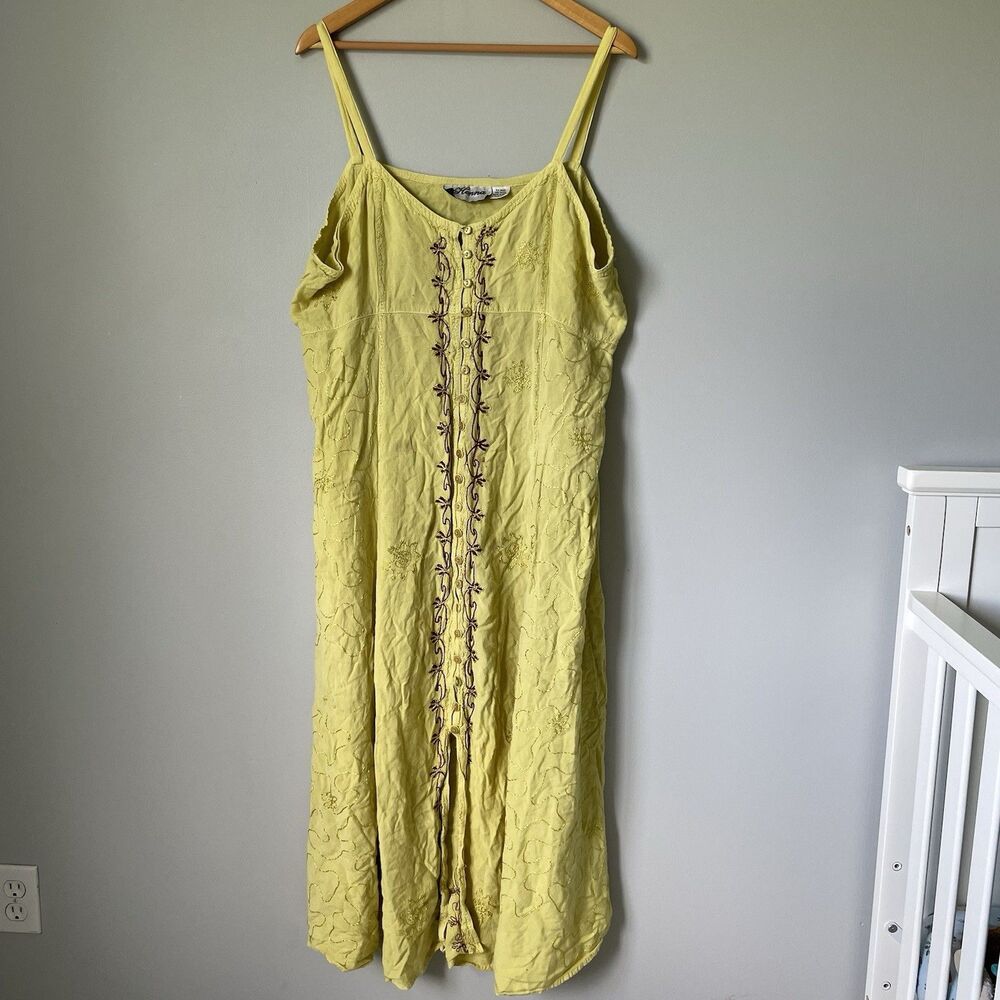 Henna Vintage Embroidered Boho Max Dress Sleeveless 100% Rayon Women's Size 1X